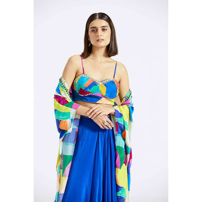 Basanti Kapde aur Koffee Multicoloured Top Skirt and Cape (Set of 3)