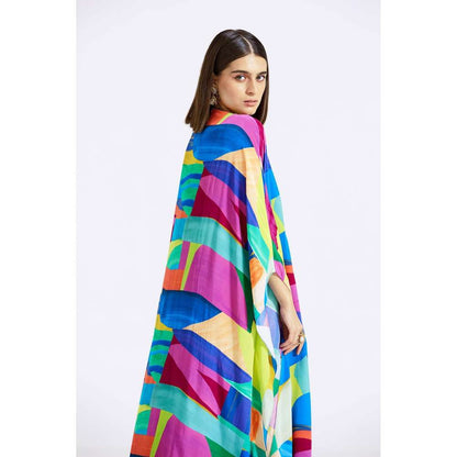 Basanti Kapde aur Koffee Multicoloured Top Skirt and Cape (Set of 3)