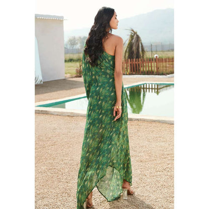 Basanti Kapde aur Koffee Green Georgette Kaftan