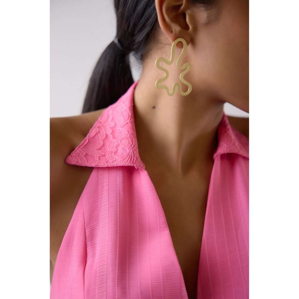 Basanti Kapde aur Koffee Pink Shanley Lace Dress with Belt (Set of 2)