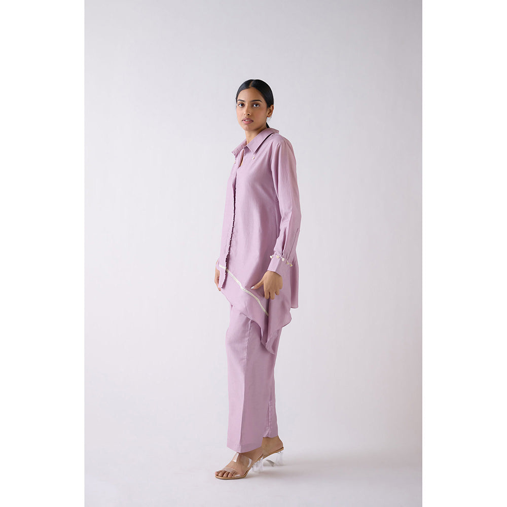Basanti Kapde aur Koffee Lavender Cotton Silk Co-Ord (Set of 2)