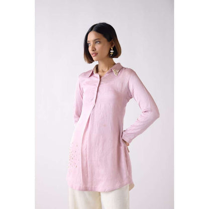 Basanti Kapde aur Koffee Mauve Crushed Silk Tunic