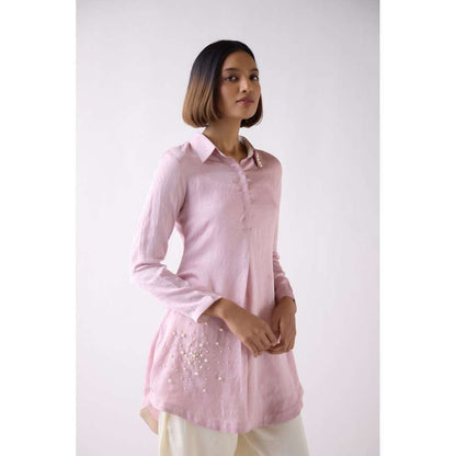 Basanti Kapde aur Koffee Mauve Crushed Silk Tunic