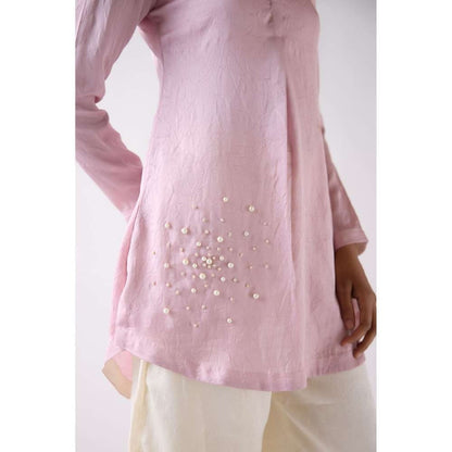Basanti Kapde aur Koffee Mauve Crushed Silk Tunic