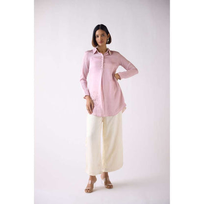 Basanti Kapde aur Koffee Mauve Crushed Silk Tunic