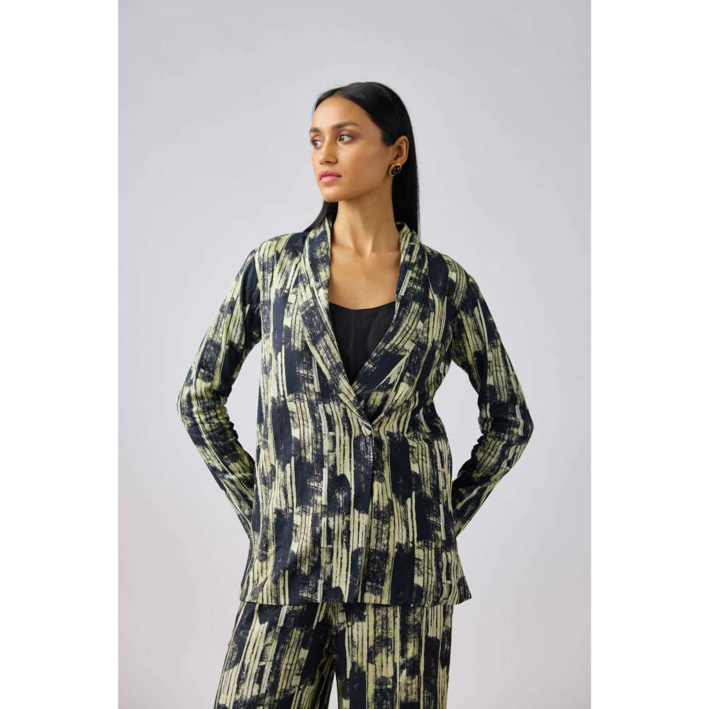 Basanti Kapde aur Koffee Blue Muslin Printed Co-Ord (Set of 3)