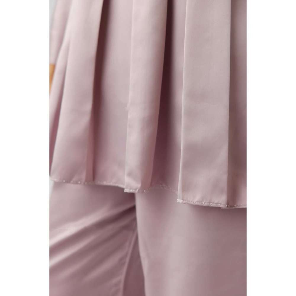 Basanti Kapde aur Koffee Lavender Satin Solid Co-Ord (Set of 2)