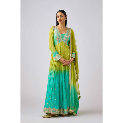 Basanti Kapde aur Koffee Multicolor Georgette Embroidered Anarkali and Dupatta (Set of 2)