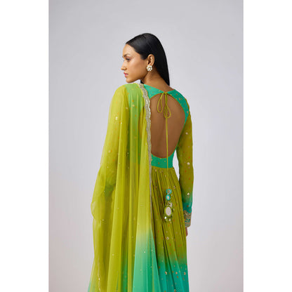 Basanti Kapde aur Koffee Multicolor Georgette Embroidered Anarkali and Dupatta (Set of 2)