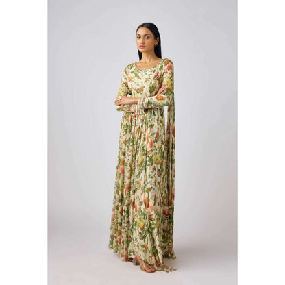 Basanti Kapde aur Koffee Off White Chinon Embroidered Gown