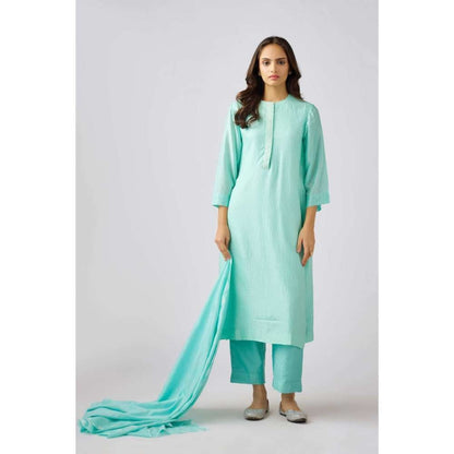 Basanti Kapde aur Koffee Aqua Muslin Embroidered Kurta with Pant and Dupatta (Set of 3)