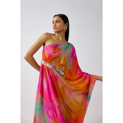 Basanti Kapde aur Koffee Multicolor Crepe Brass Embellished Dress