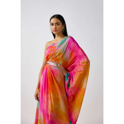 Basanti Kapde aur Koffee Multicolor Crepe Brass Embellished Dress