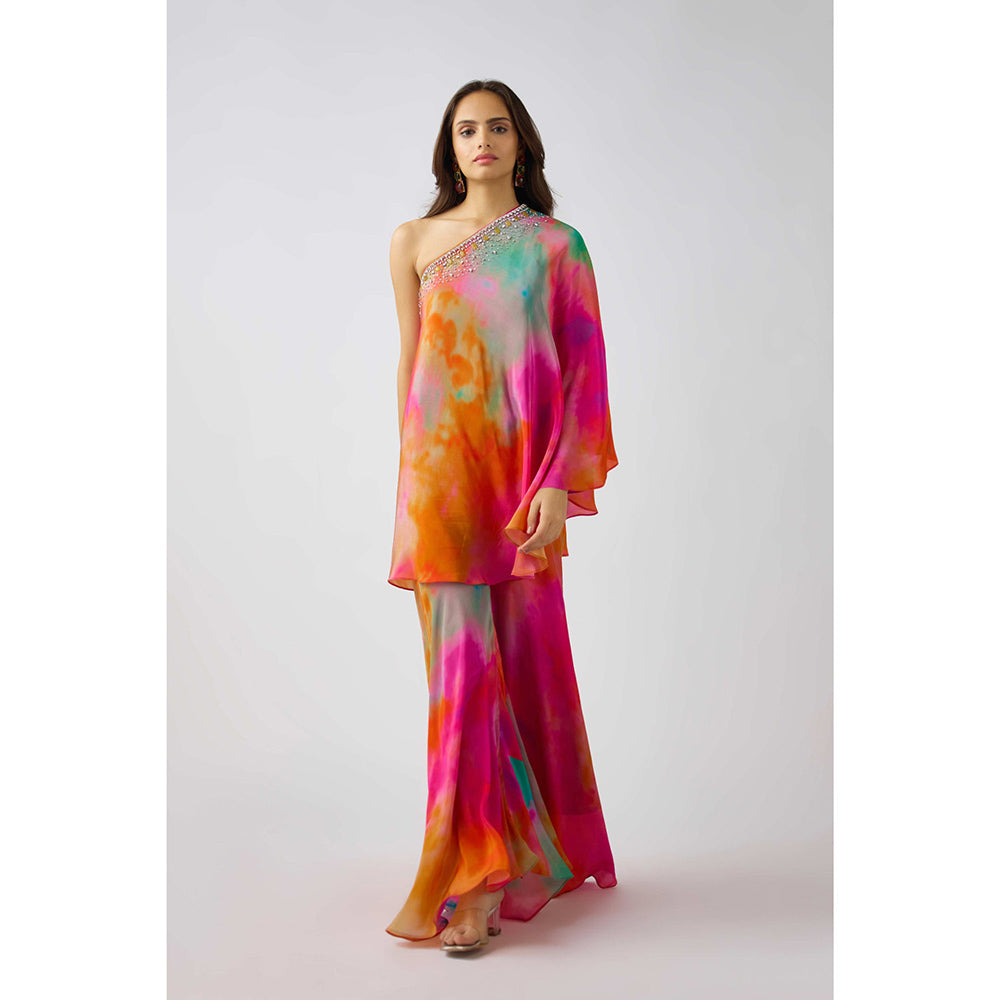 Basanti Kapde aur Koffee Multicolor Crepe Crystals Beads Tunic and Palazzo (Set of 2)