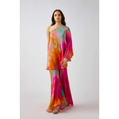 Basanti Kapde aur Koffee Multicolor Crepe Crystals Beads Tunic and Palazzo (Set of 2)