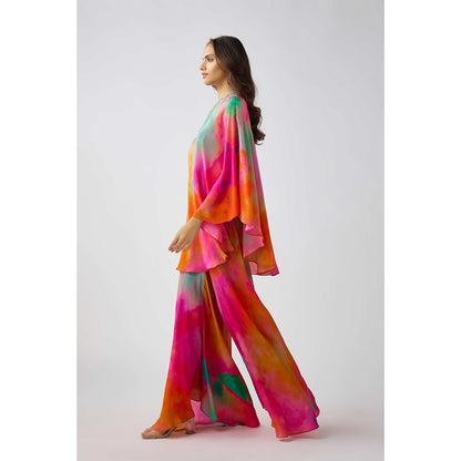 Basanti Kapde aur Koffee Multicolor Crepe Crystals Beads Tunic and Palazzo (Set of 2)