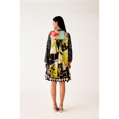 Basanti Kapde aur Koffee Multicolor Crepe Embroidered Dress