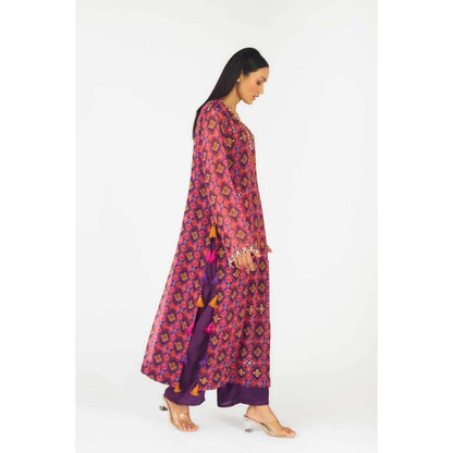 Basanti Kapde aur Koffee Womens Printed Purple Kurta with Pant (Set of 2)