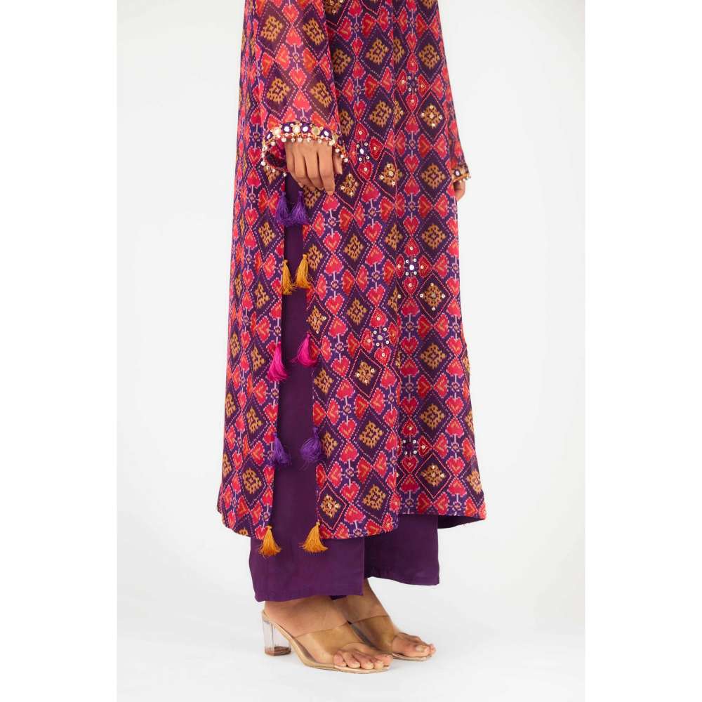 Basanti Kapde aur Koffee Womens Printed Purple Kurta with Pant (Set of 2)