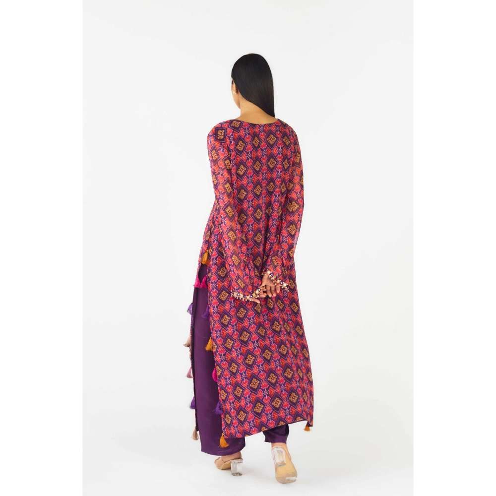 Basanti Kapde aur Koffee Womens Printed Purple Kurta with Pant (Set of 2)