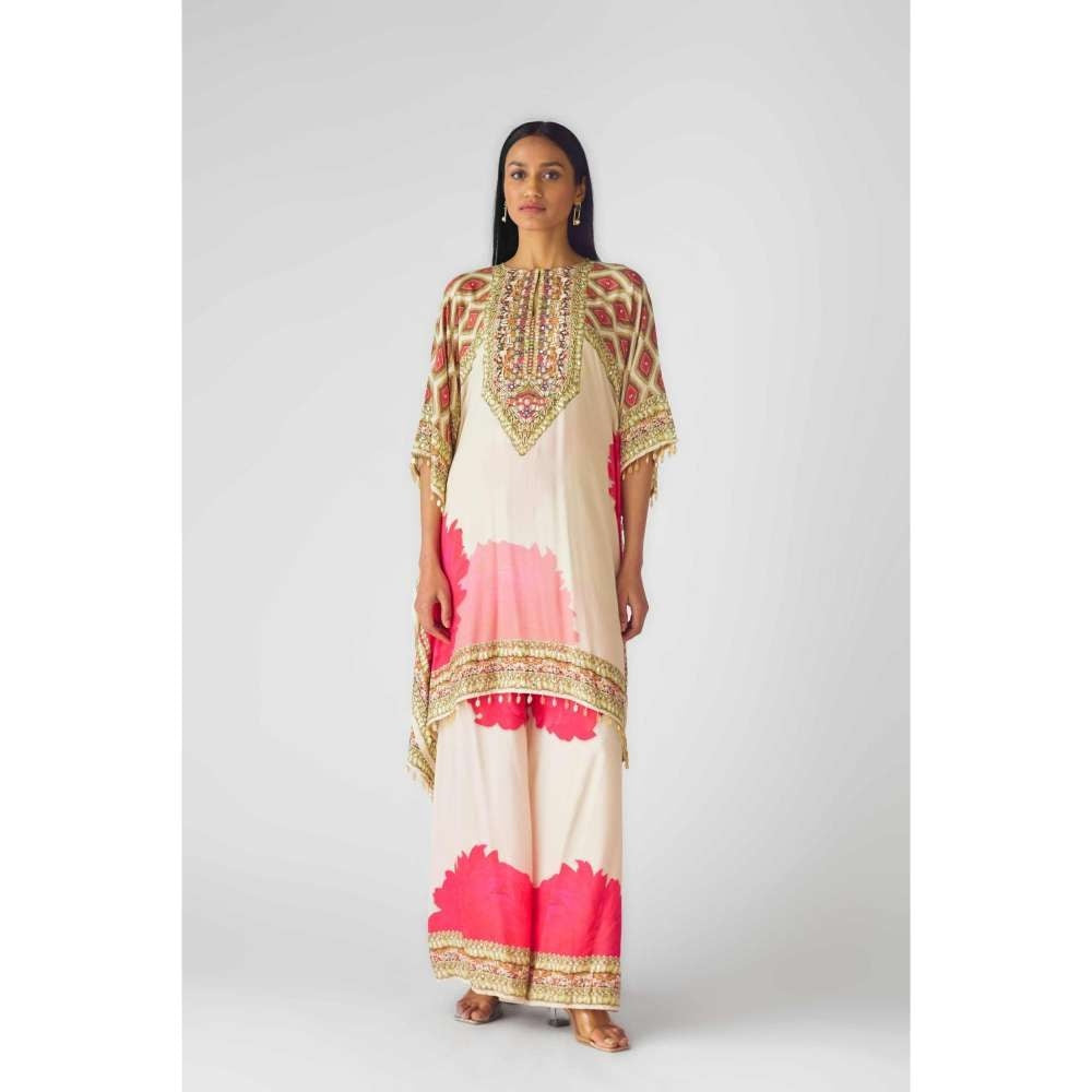Basanti Kapde aur Koffee Womens Printed Beige Kaftan with Palazzo and Inner (Set of 3)