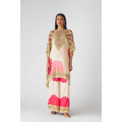 Basanti Kapde aur Koffee Womens Printed Beige Kaftan with Palazzo and Inner (Set of 3)