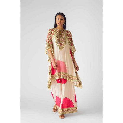 Basanti Kapde aur Koffee Womens Printed Beige Kaftan with Palazzo and Inner (Set of 3)