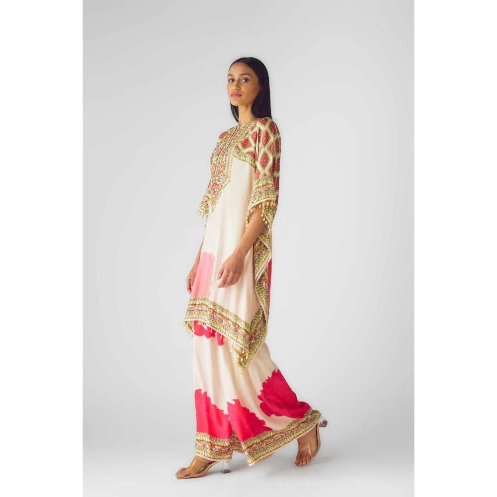 Basanti Kapde aur Koffee Womens Printed Beige Kaftan with Palazzo and Inner (Set of 3)