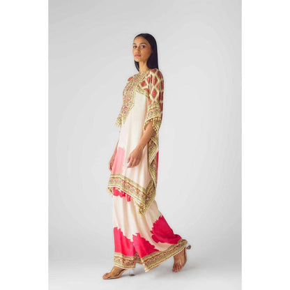 Basanti Kapde aur Koffee Womens Printed Beige Kaftan with Palazzo and Inner (Set of 3)