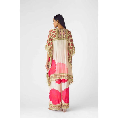 Basanti Kapde aur Koffee Womens Printed Beige Kaftan with Palazzo and Inner (Set of 3)