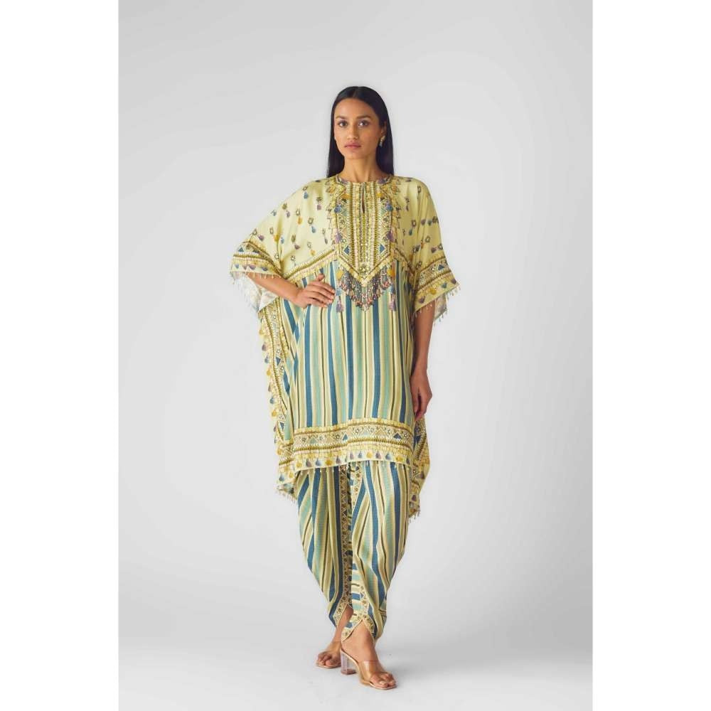 Basanti Kapde aur Koffee Womens Printed Multi-Color Kaftan with Dhoti Pant (Set of 2)