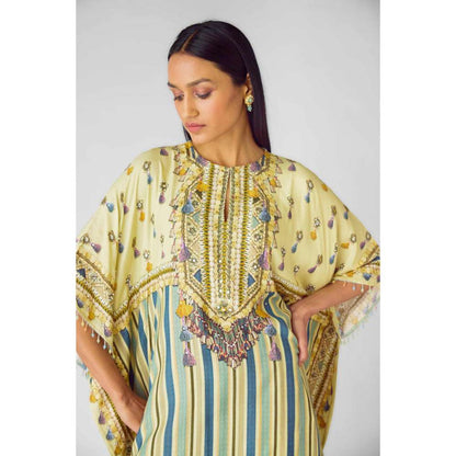 Basanti Kapde aur Koffee Womens Printed Multi-Color Kaftan with Dhoti Pant (Set of 2)