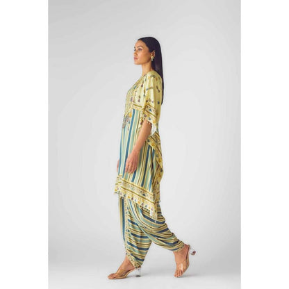 Basanti Kapde aur Koffee Womens Printed Multi-Color Kaftan with Dhoti Pant (Set of 2)