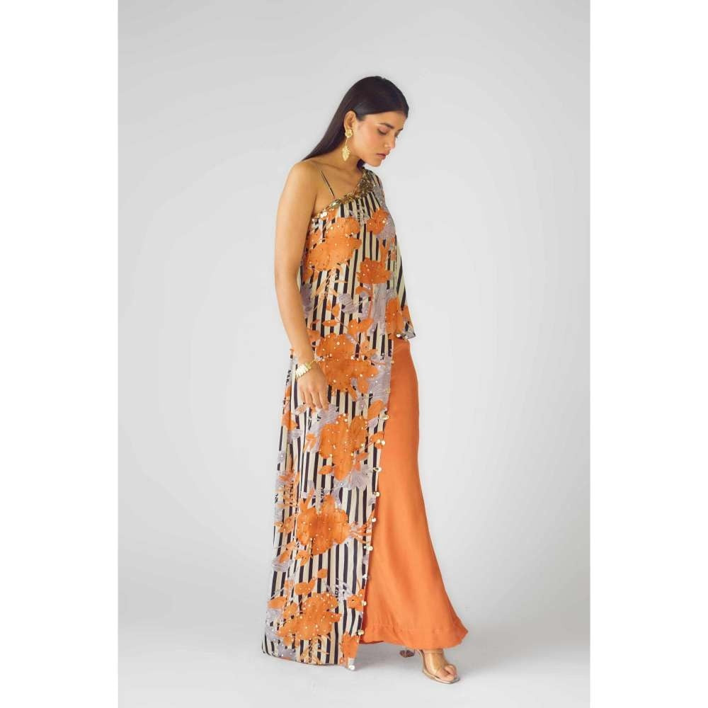 Basanti Kapde aur Koffee Womens Printed Multi-Color Bustier with Pant and Cape (Set of 3)