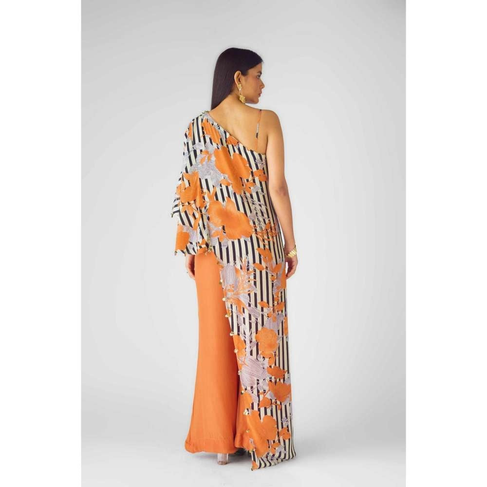 Basanti Kapde aur Koffee Womens Printed Multi-Color Bustier with Pant and Cape (Set of 3)