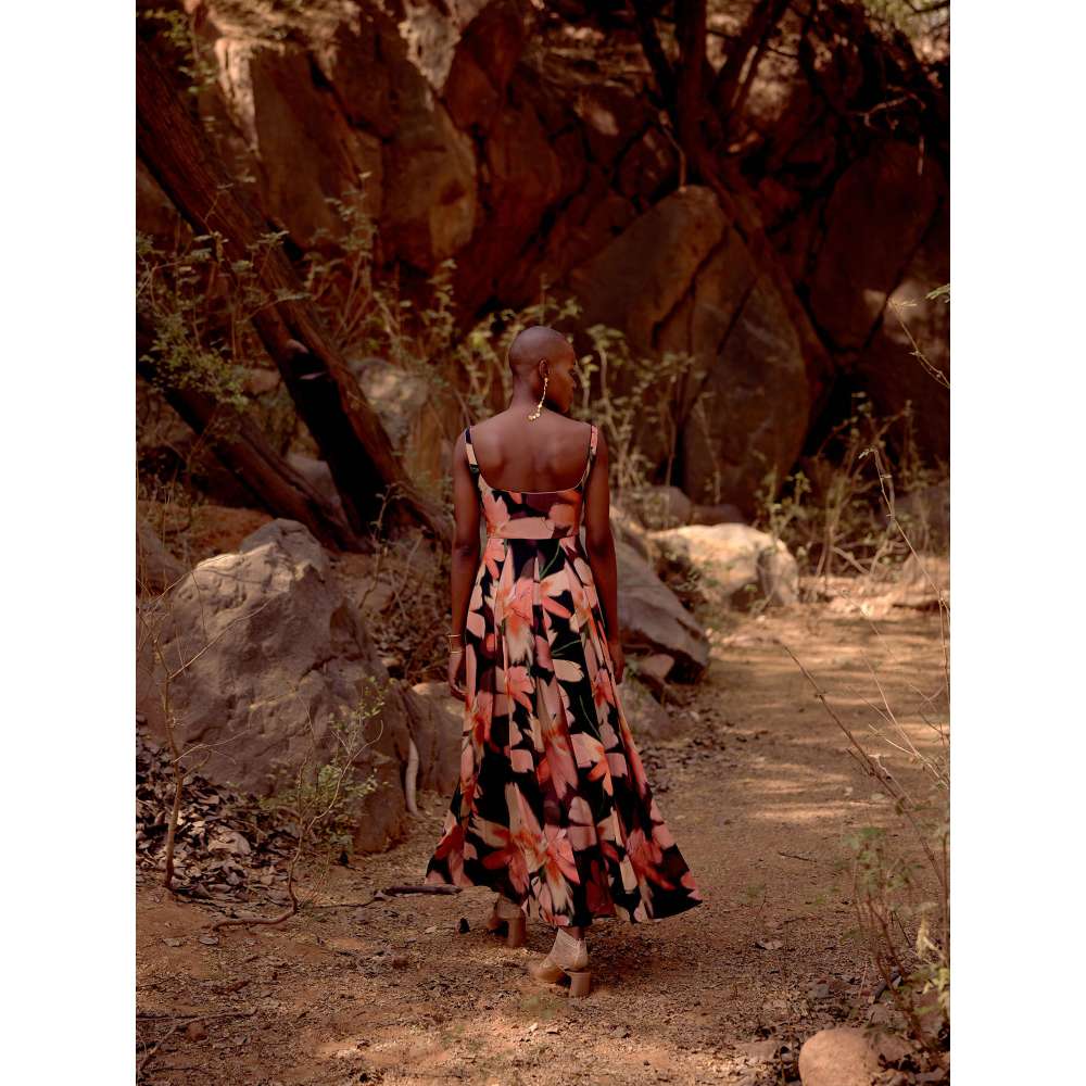 Basanti Kapde aur Koffee Multi-Colour The Midnight Flora Muslin Maxi Dress