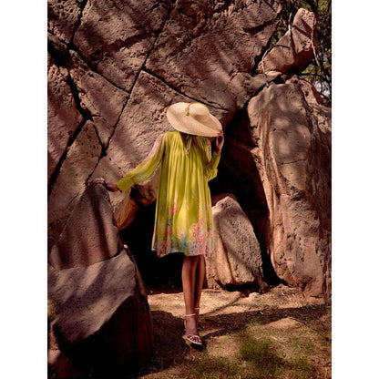 Basanti Kapde aur Koffee Green Georgette Embroidered Flora Flow Dress