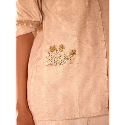 Basanti Kapde aur Koffee Beige Striped Linen Blend Shirt