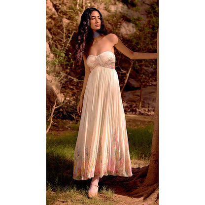 Basanti Kapde aur Koffee Ivory Aurora Summer Silk Maxi Dress