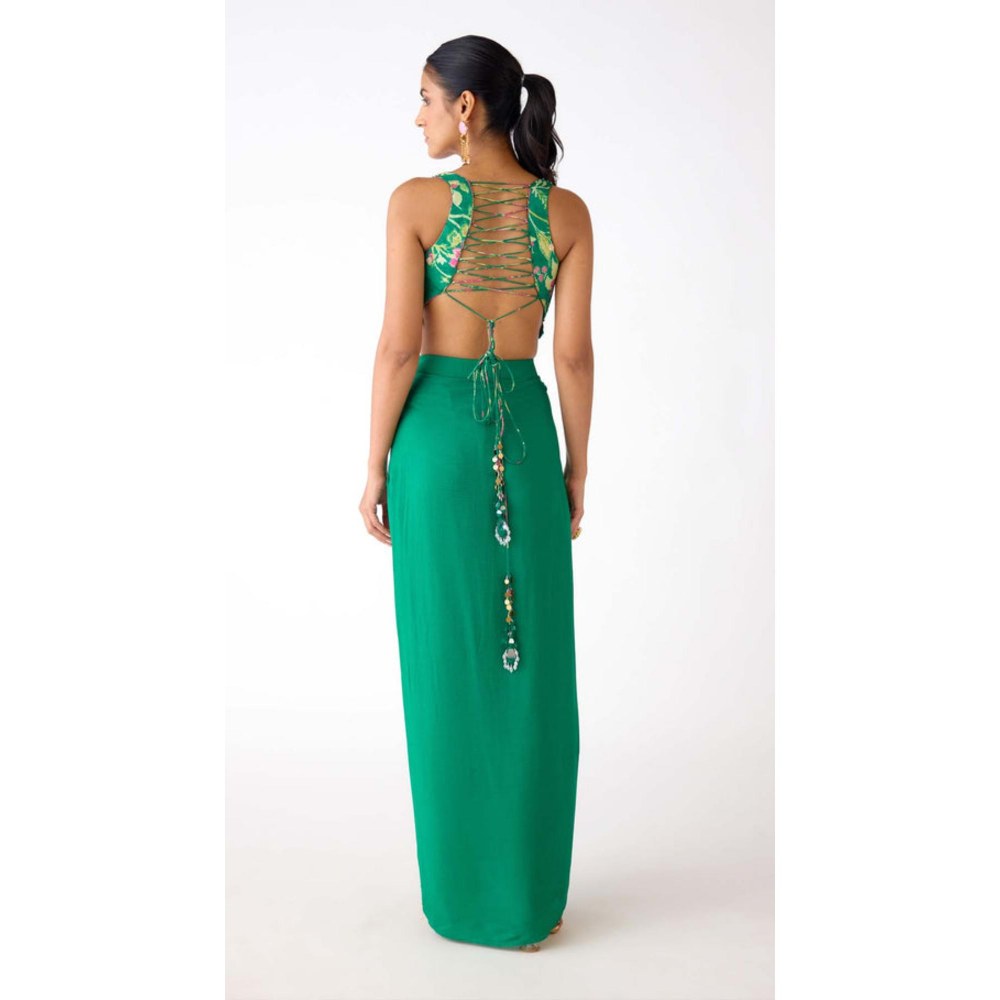 Basanti Kapde aur Koffee The Enchanted Eden Cape With Bustier And Skirt