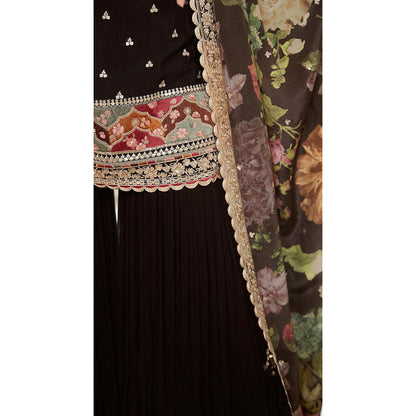 Basanti Kapde aur Koffee Black Georgette Kurta With Sharara And Dupatta