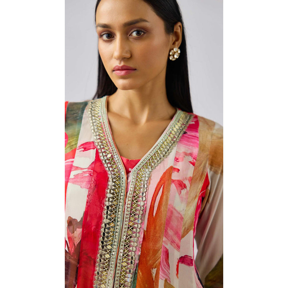 Basanti Kapde aur Koffee Multi Embroidered Kurta With Bustier And Dhoti Pants