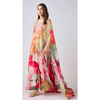 Basanti Kapde aur Koffee Multi Kaftan Sharara With Cape