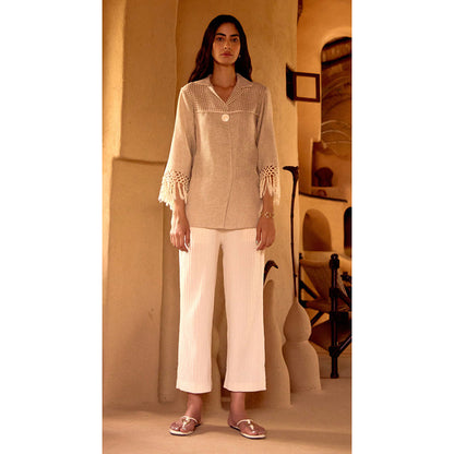 Basanti Kapde aur Koffee Ivory Stone Drift Jute Shirt