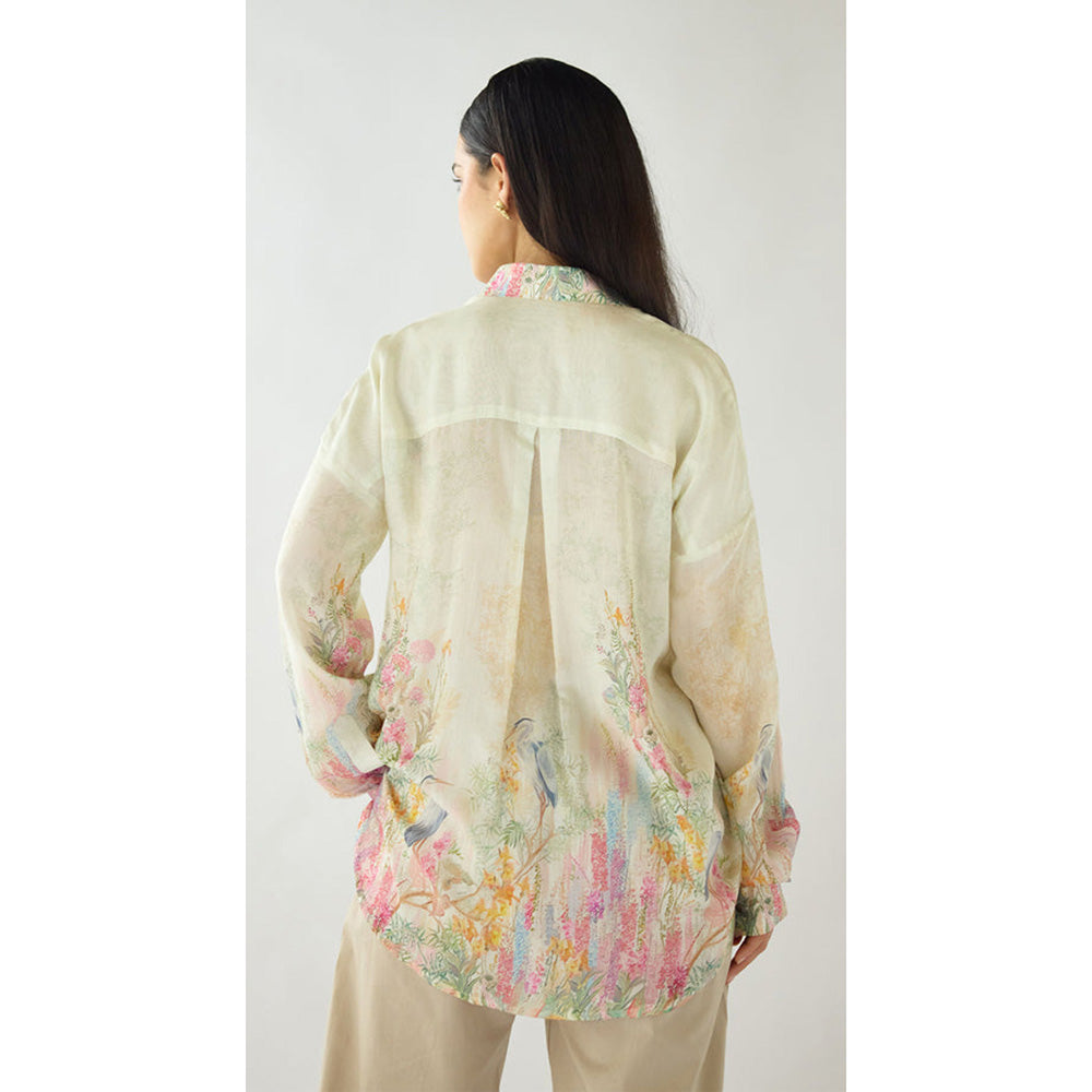 Basanti Kapde aur Koffee Rose Reed Summer Silk Shirt