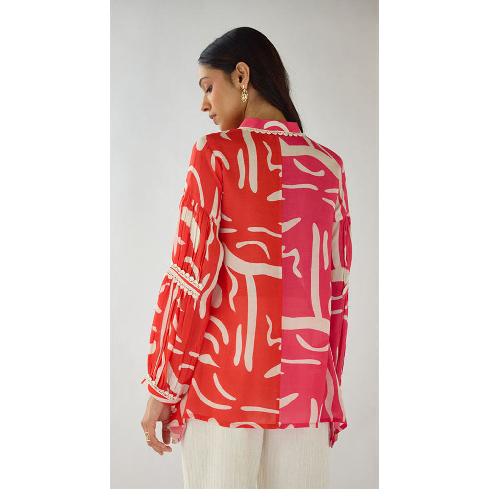 Basanti Kapde aur Koffee Pink Abstract Print Muslin Tunic