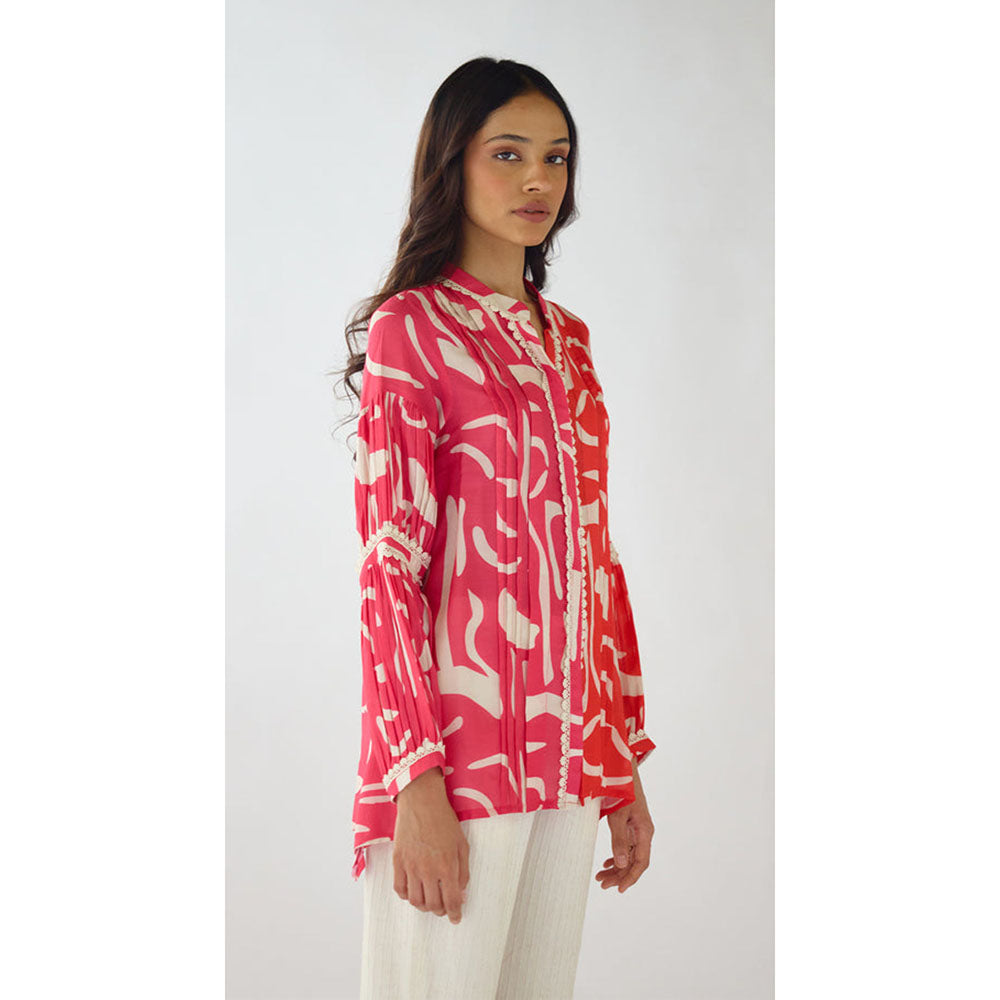 Basanti Kapde aur Koffee Pink Abstract Print Muslin Tunic