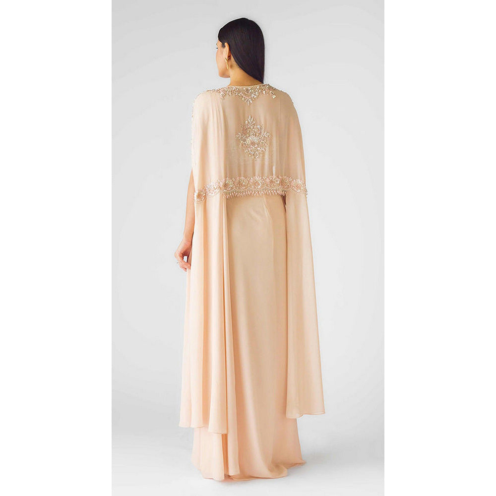 Basanti Kapde aur Koffee The Blush Opulence Pre-Draped Saree with Stitched Blouse and Cape
