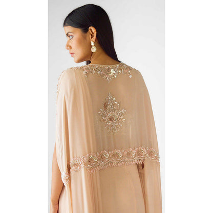 Basanti Kapde aur Koffee The Blush Opulence Pre-Draped Saree with Stitched Blouse and Cape