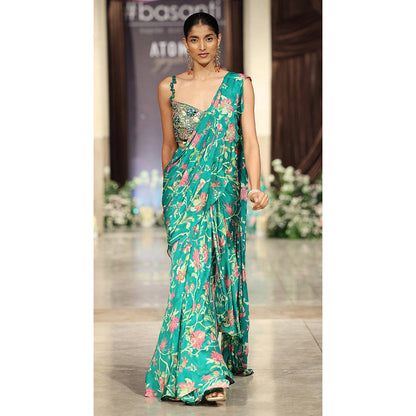 Basanti Kapde aur Koffee The Eden Blossom Pre-Drape Saree with Stitched Blouse